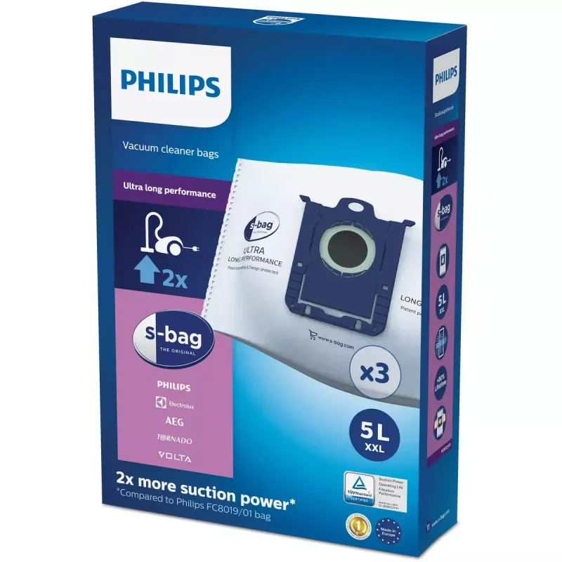Staubbeutel Philips s‑bag FC8027/01 — synthetisch 5 L, 5-lagig, 3 St.