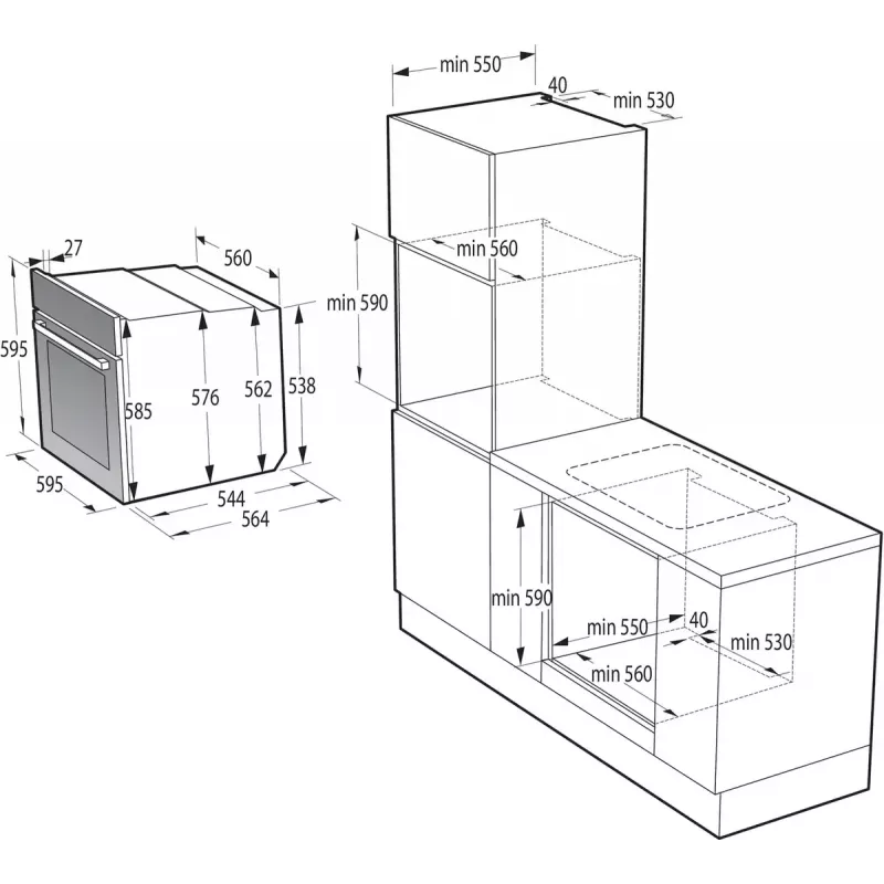 Einbau-Backofen Gorenje BO6737E02BG, multifunktional