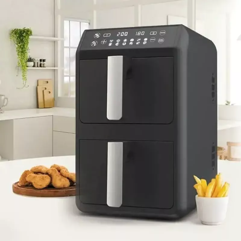 Elektrische Heißluftfritteuse Maestro MR-761, 10 L Kapazität, 2400 W, 12 Programme, 80–200 °C, Doppelkonstruktion, schwarz