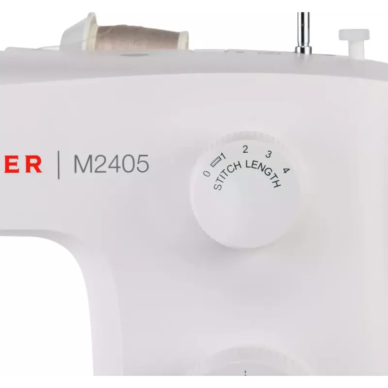 Halbautomatische Nähmaschine SINGER M2405 — mechanisch, 11 Programme, 8 Stichmuster, 70W, weiß