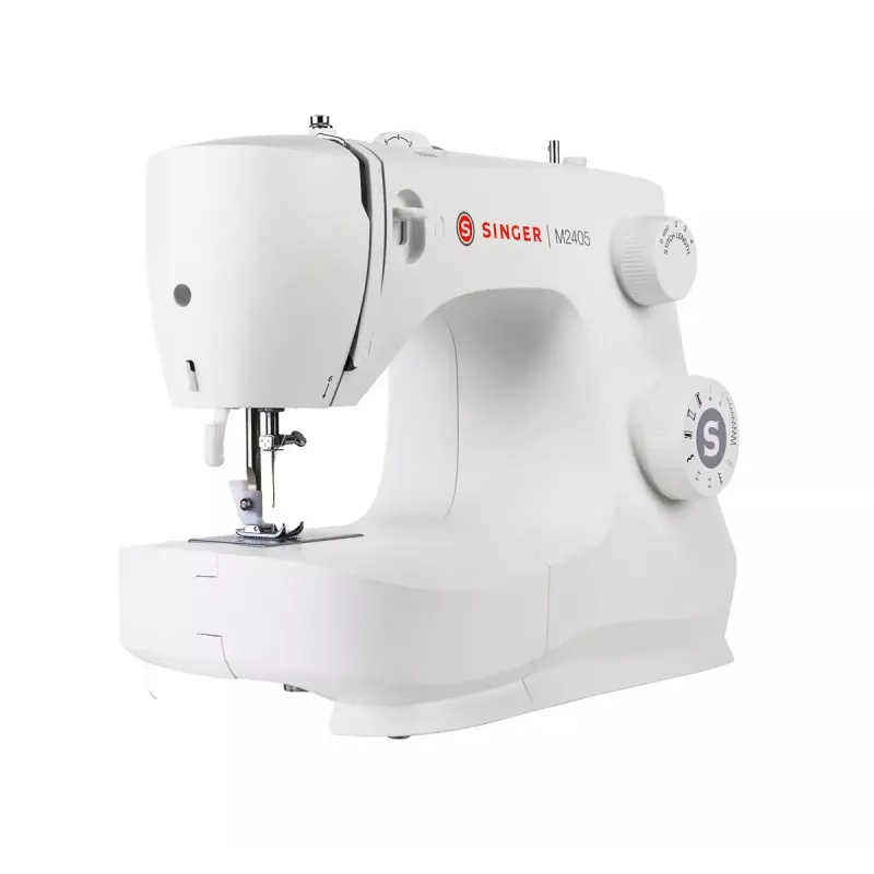 Halbautomatische Nähmaschine SINGER M2405 — mechanisch, 11 Programme, 8 Stichmuster, 70W, weiß