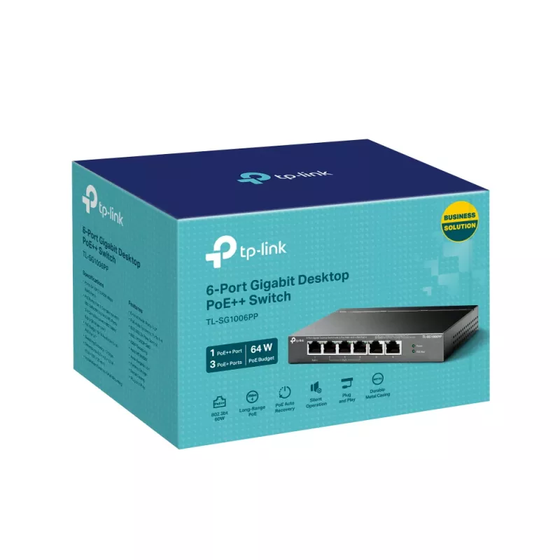 TP-Link 6-Port Gigabit Desktop Switch mit 3-Port PoE+ und 1-Port PoE++