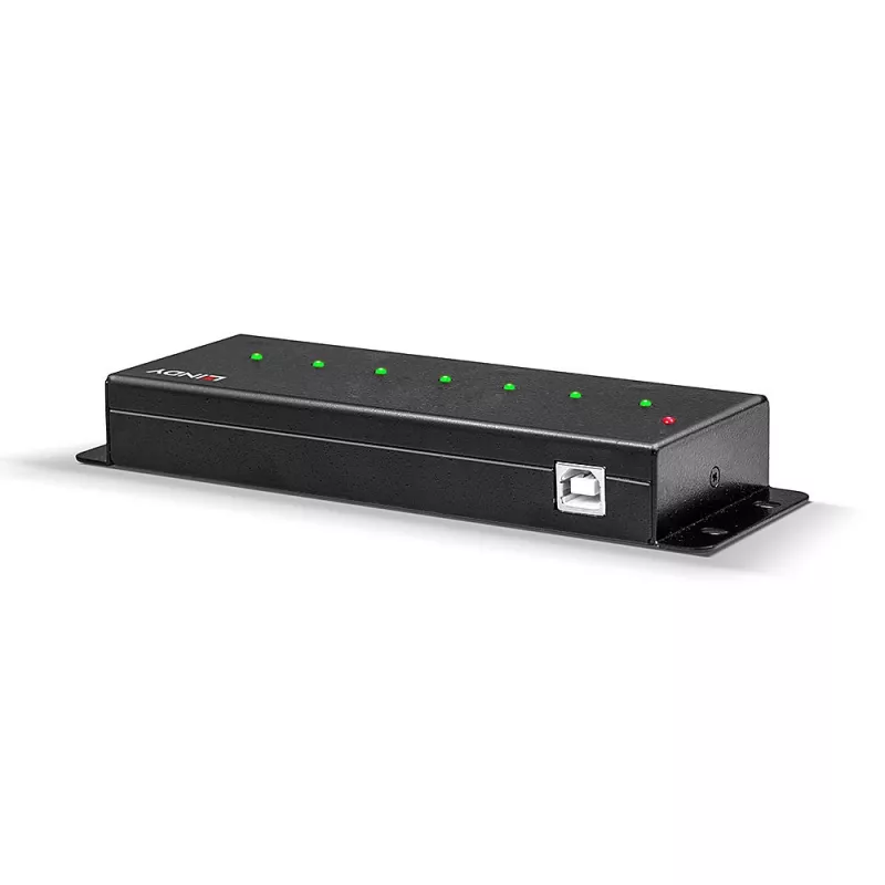 Lindy 7 Port USB 2.0 Metall-Hub, USB 2.0 Typ-B, USB 2.0, 480 Mbit/s, Schwarz, Metall, 1.8 m