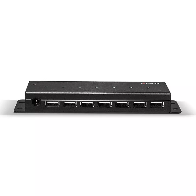 Lindy 7 Port USB 2.0 Metall-Hub, USB 2.0 Typ-B, USB 2.0, 480 Mbit/s, Schwarz, Metall, 1.8 m