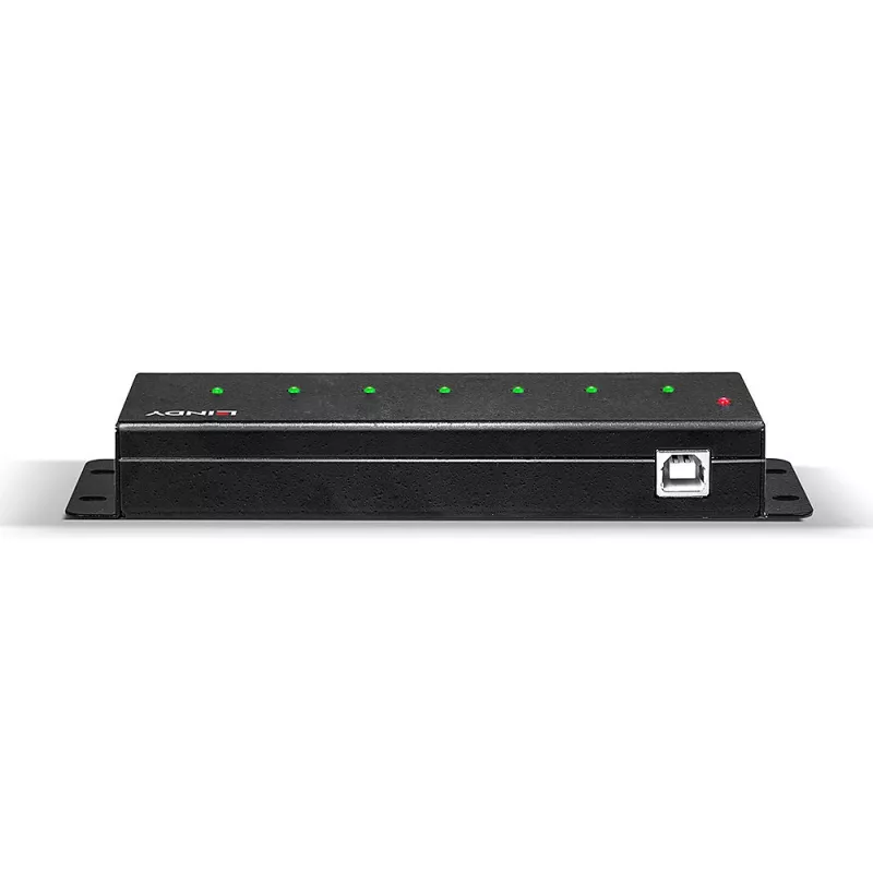 Lindy 7 Port USB 2.0 Metall-Hub, USB 2.0 Typ-B, USB 2.0, 480 Mbit/s, Schwarz, Metall, 1.8 m