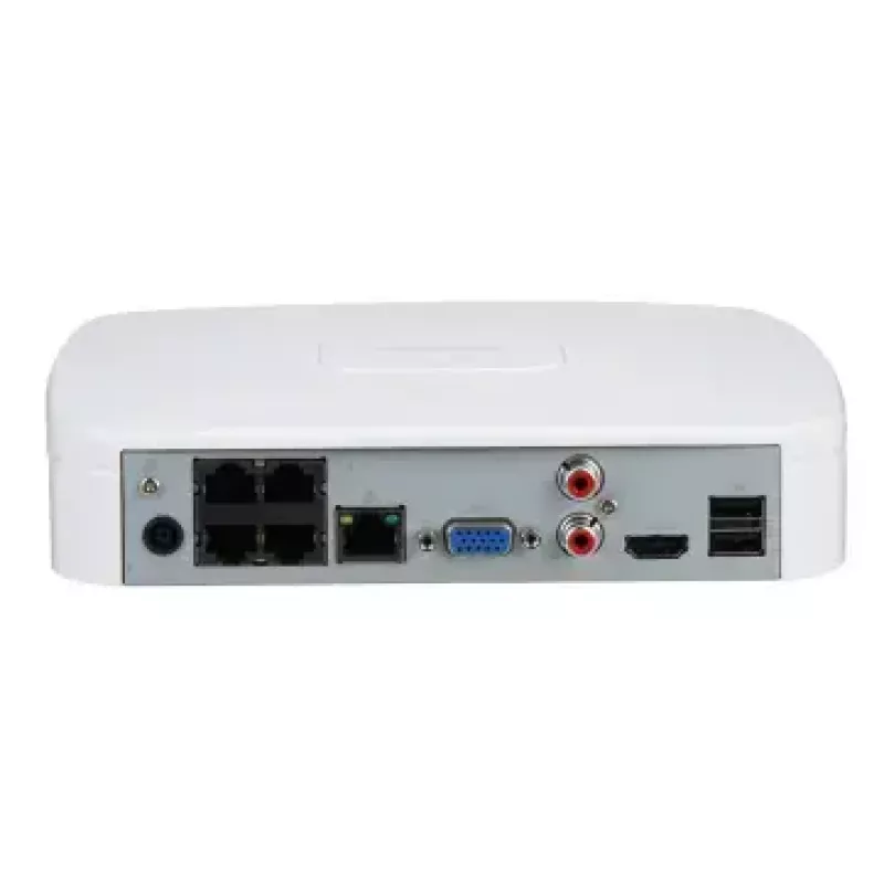 Netzwerk-Videorekorder DAHUA NVR4104-P-EI — 4-Kanal-NVR, bis zu 3840×2160, SATA HDD, 1U, weiß