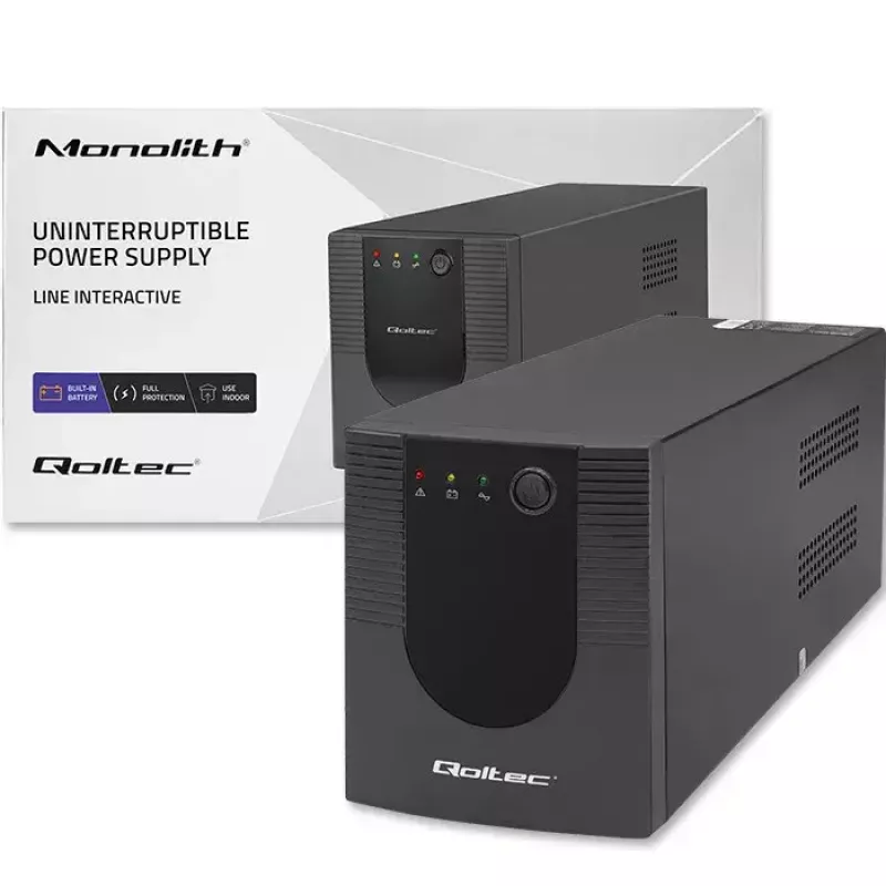 Qoltec UPS 53776 Line-Interactive 1,5 kVA 900 W 4 AC-Ausgänge