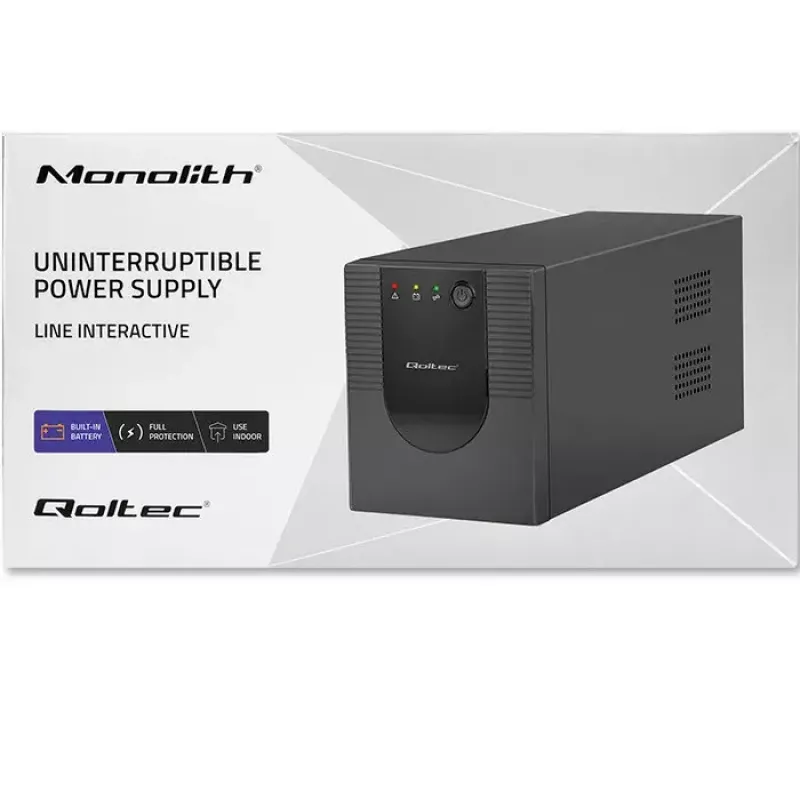 Qoltec UPS 53776 Line-Interactive 1,5 kVA 900 W 4 AC-Ausgänge