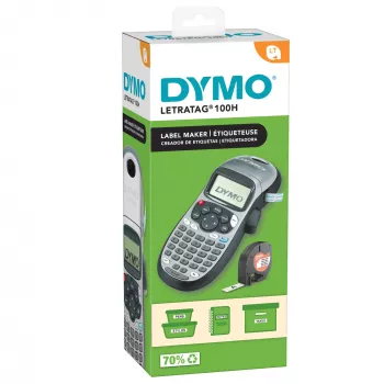 DYMO LetraTag LT-100H Tragbarer Etikettendrucker | ABC-Tastatur-Etikettendrucker mit benutzerfreundlichem 13-Zeichen-LCD-Bildschirm | für Zuhause oder Büro | Silber