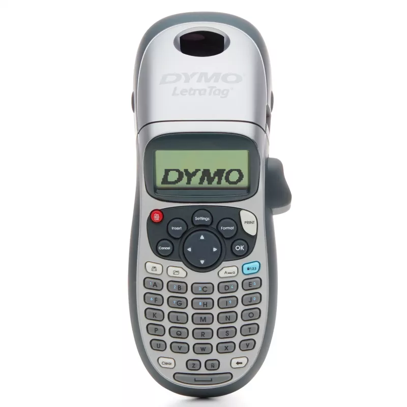 DYMO LetraTag LT-100H Tragbarer Etikettendrucker | ABC-Tastatur-Etikettendrucker mit benutzerfreundlichem 13-Zeichen-LCD-Bildschirm | für Zuhause oder Büro | Silber
