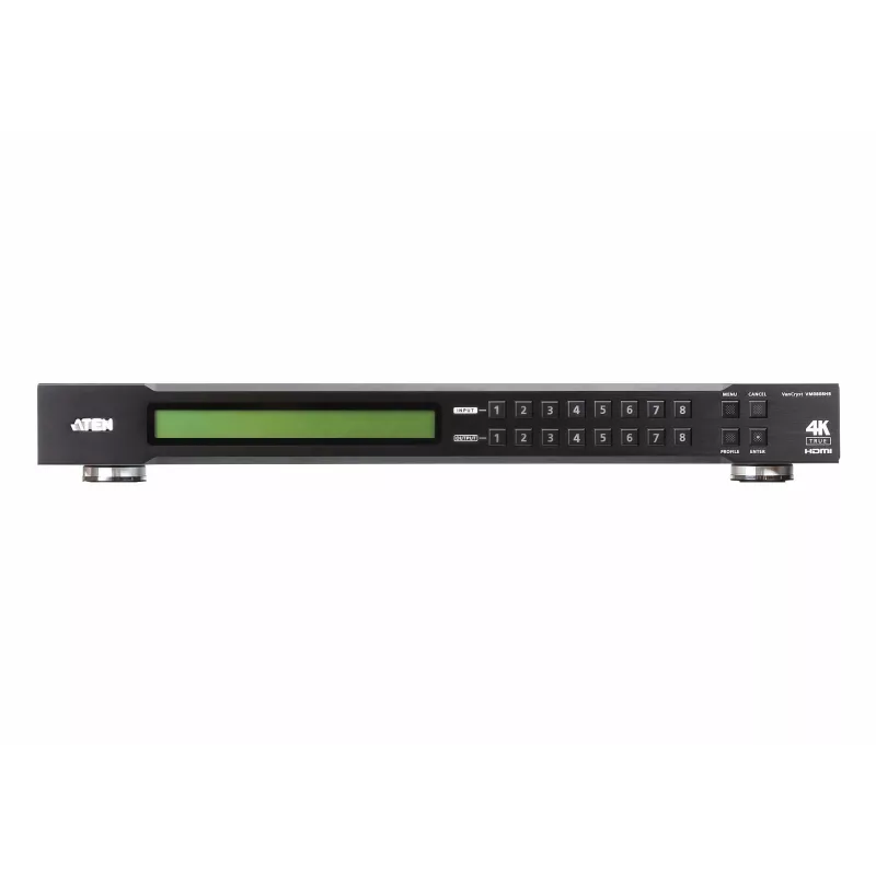 ATEN 8X8 True 4K HDMI Martrix Switch, AV-Matrix-Switch, 18 Gbit/s, 600 MHz, 4096 x 2160 Pixel, 4096 x 2160, 3840 x 2160, 1920 x 1200, Schwarz