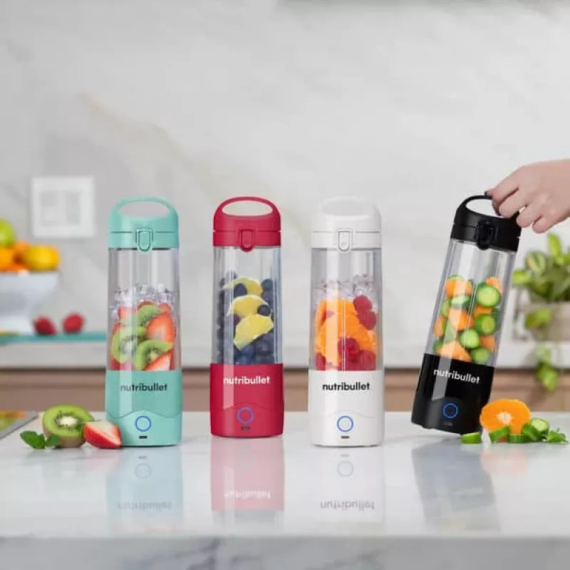 Sport-Mixer NUTRIBULLET Portable 0,475 L Blau, batteriebetrieben, Tritan-Behälter, Edelstahlklingen