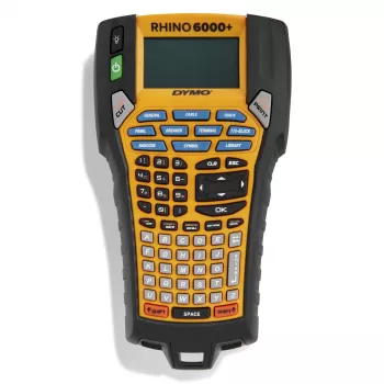 DYMO Rhino 6000+ Industrie-Etikettendrucker | Computerverbundener Etikettendrucker mit Hartschalenkoffer | Enthält 1 Vinylbandkassette, 1 flexible Nylonbandkassette und wiederaufladbaren Lithium-Ionen-Akku