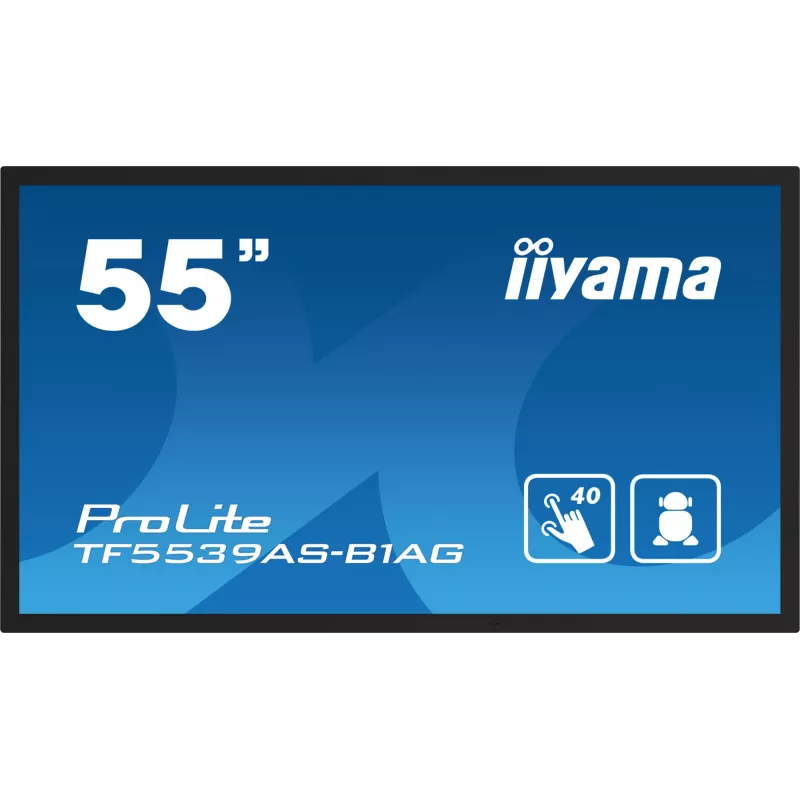 iiyama TF5539AS-B1AG Signage Display Kiosk-Design 138,7 cm (54,6 Zoll) LED 435 cd/m² 4K Ultra HD Schwarz Touchscreen Integrierter Prozessor Android 11 24/7