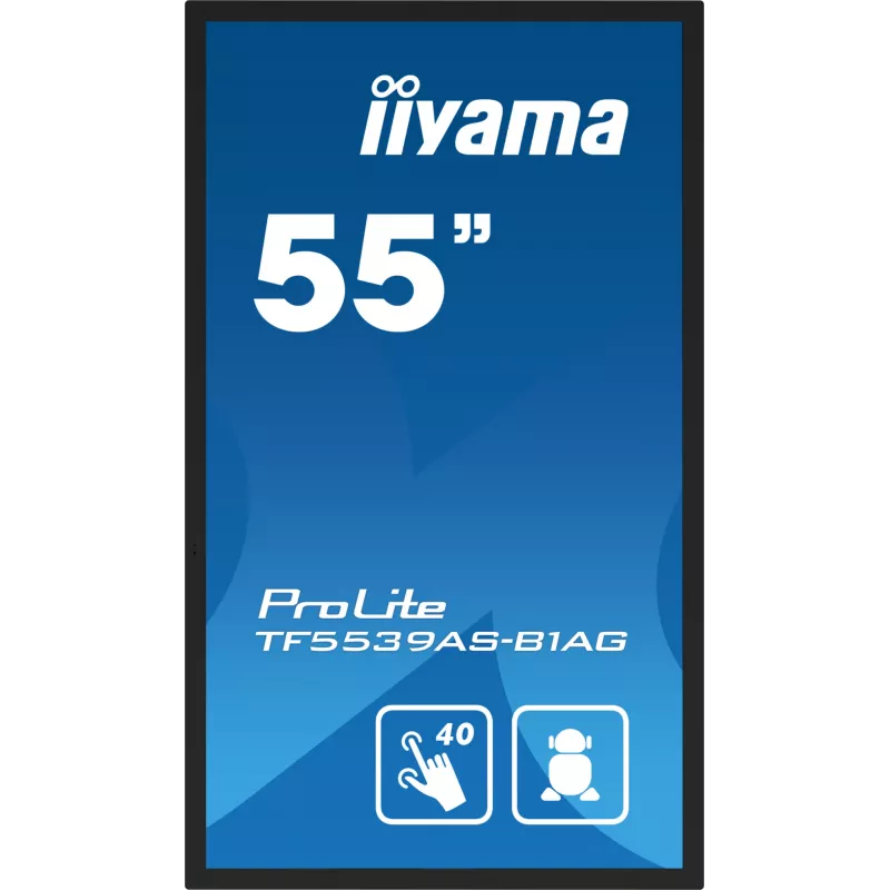 iiyama TF5539AS-B1AG Signage Display Kiosk-Design 138,7 cm (54,6 Zoll) LED 435 cd/m² 4K Ultra HD Schwarz Touchscreen Integrierter Prozessor Android 11 24/7