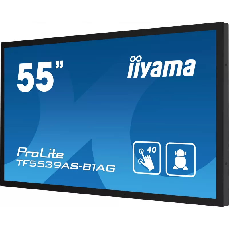 iiyama TF5539AS-B1AG Signage Display Kiosk-Design 138,7 cm (54,6 Zoll) LED 435 cd/m² 4K Ultra HD Schwarz Touchscreen Integrierter Prozessor Android 11 24/7