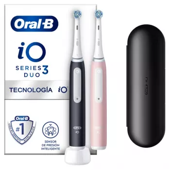 Oral-B iO3 Duo Erwachsenen-Vibrationszahnbürste Schwarz, Rosé, Weiß