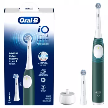 Elektrische Zahnbürste BRAUN Oral‑B iO Series 2 Grün wiederaufladbar mit Reiseetui