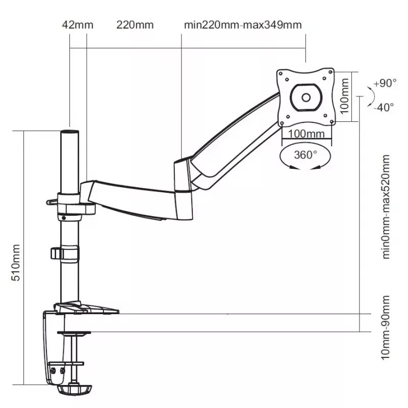 Equip 13–27 Zoll Gelenk-Monitor-Tischhalterung