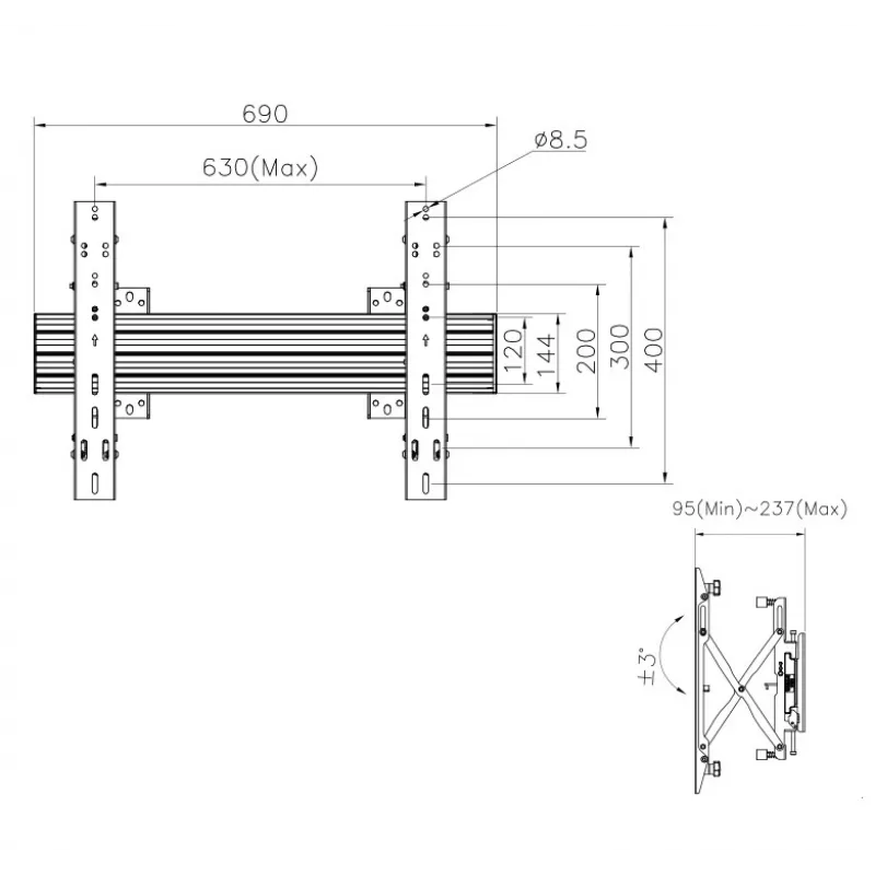 Equip 37 Zoll-65 Zoll Modulare Push-In Pop-Out TV-Wandhalterung