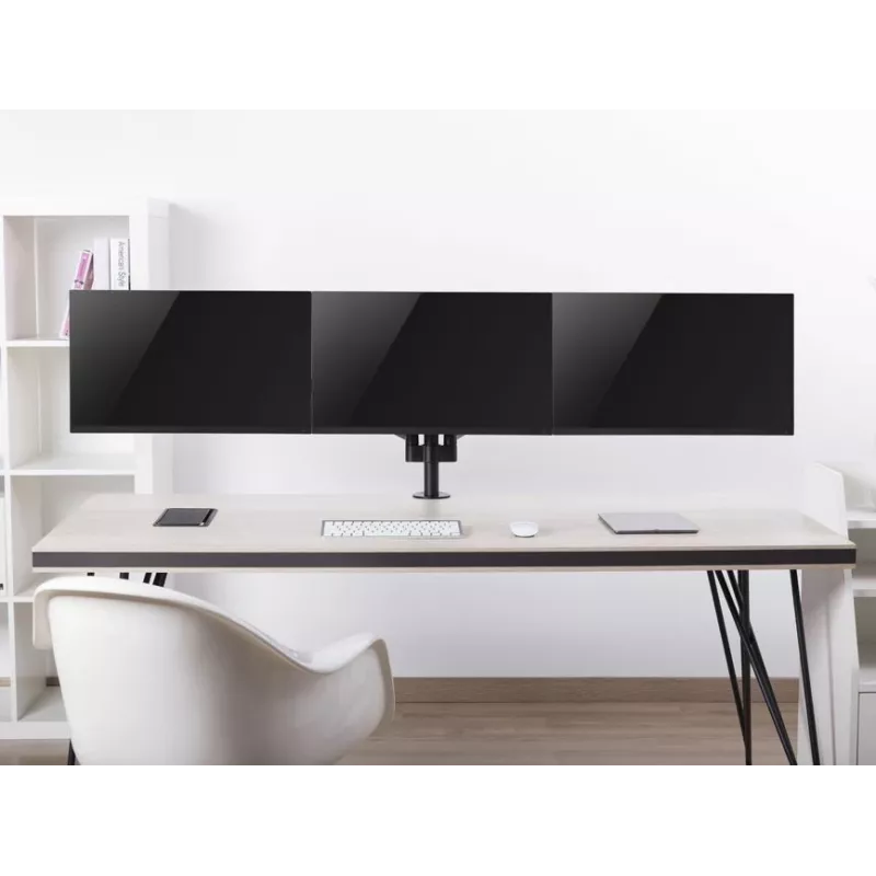 Equip 17 Zoll-27 Zoll Triple Monitor Tischhalterung, Klemme, 21 kg, 75 x 75 mm, 100 x 100 mm, Höhenverstellung, Schwarz
