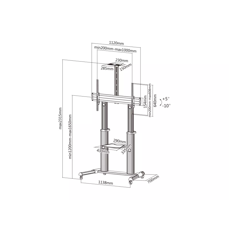 Equip 650605 60-100 Zoll ultragroßer Teleskop-Display-LFD-Wagen