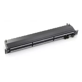 Equip 24-Port Cat.6A geschirmtes Patchpanel, Schwarz, RJ-45, Gold, Cat6a, Rack-Montage, 1U, Schwarz