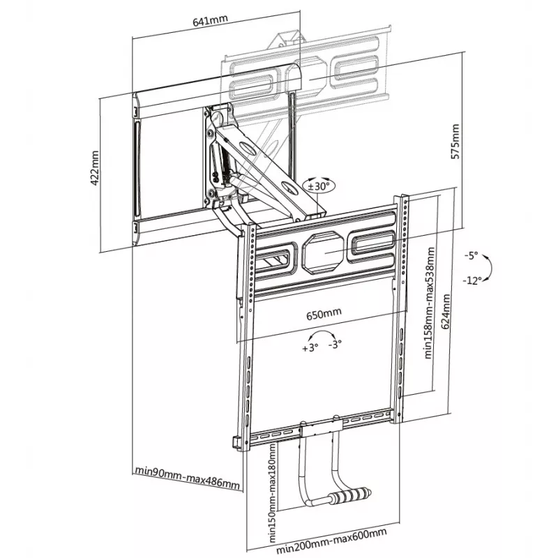 Equip 43 Zoll-70 Zoll Pull-Down TV-Wandhalterung