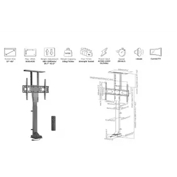 Motorisierter Fernbedienungs-TV-Ständer Equip 37–65 Zoll