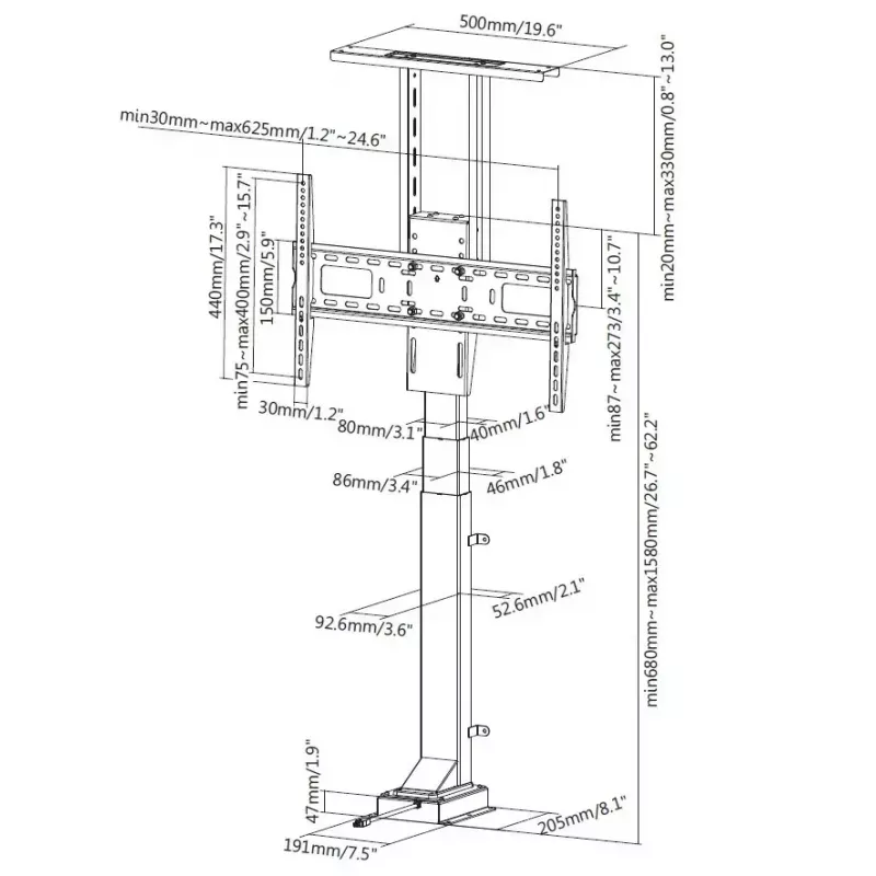 Motorisierter Fernbedienungs-TV-Ständer Equip 37–65 Zoll