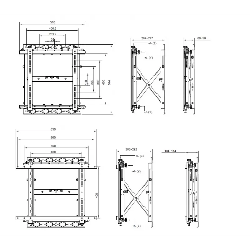 Equip 48,3 cm (19 Zoll) – 139,7 cm (55 Zoll) Push-In-Pop-Out TV-Wandhalterung, 50 kg, 100 x 100 mm, 600 x 400 mm, 0–10°