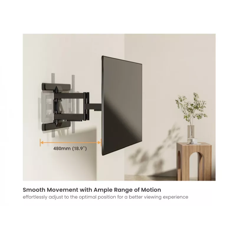 Equip 43–100 Zoll Full-Motion-TV-Wandhalterung, 200 x 200 mm, 800 x 400 mm, -10 - 5°, -60 - 60°, Kunststoff, Edelstahl, Schwarz