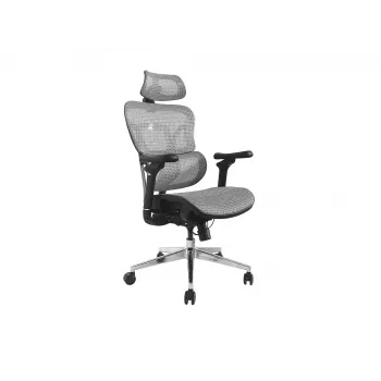 Equip Ergonomic Premium-Bürostuhl mit Kopfstütze und Armlehnen, Grau