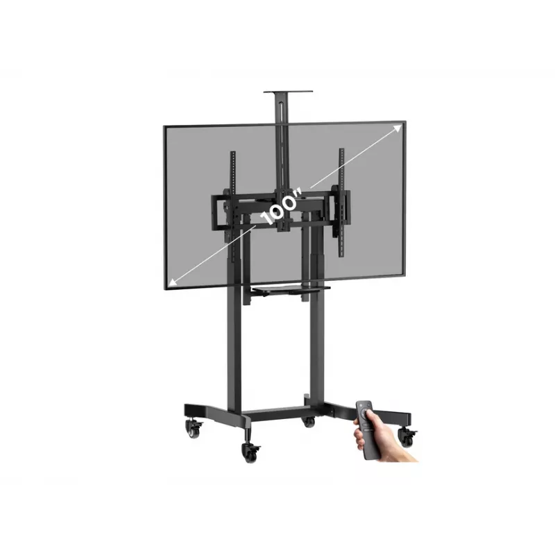 Equip 55 Zoll-100 Zoll mobiler motorisierter LFD-Wagen, 2,54 m (100 Zoll), 200 x 200 mm, 800 x 600 mm, -10 - 5°, Aluminium, Kunststoff, Edelstahl, Schwarz