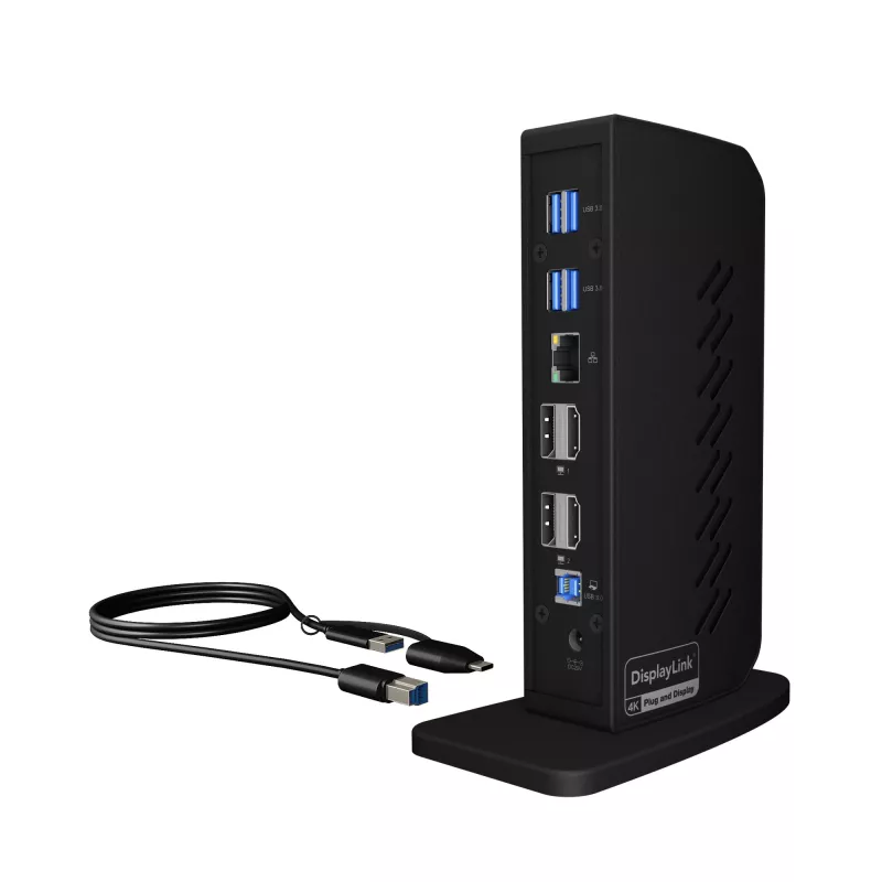 ICY BOX IB-DK2252AC Kabelgebunden USB 3.2 Gen 1 (3.1 Gen 1) Typ-C Schwarz