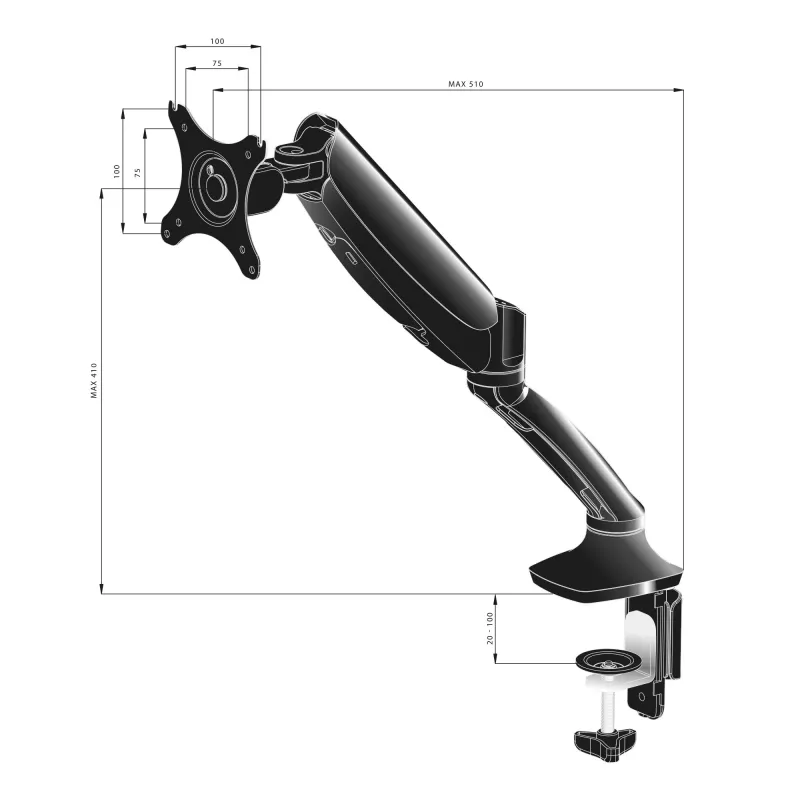 iiyama DS3001C-B1 Monitorhalterung / Ständer 68,6 cm (27 Zoll) Schreibtisch Schwarz
