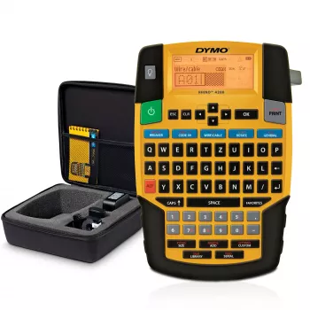 DYMO RHINO 4200 Industrielles Etikettiergerät-Set mit Koffer | QWERTZ-Tastatur & zeitsparende Schnelltasten | Robustes Etikettendrucker für Baustellen und anspruchsvolle Beschriftungsaufgaben