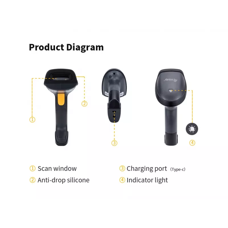 Equip Kabelloser 2D Dual-Mode 2,4GHz + Bluetooth Barcode-Scanner, mit Ständer
