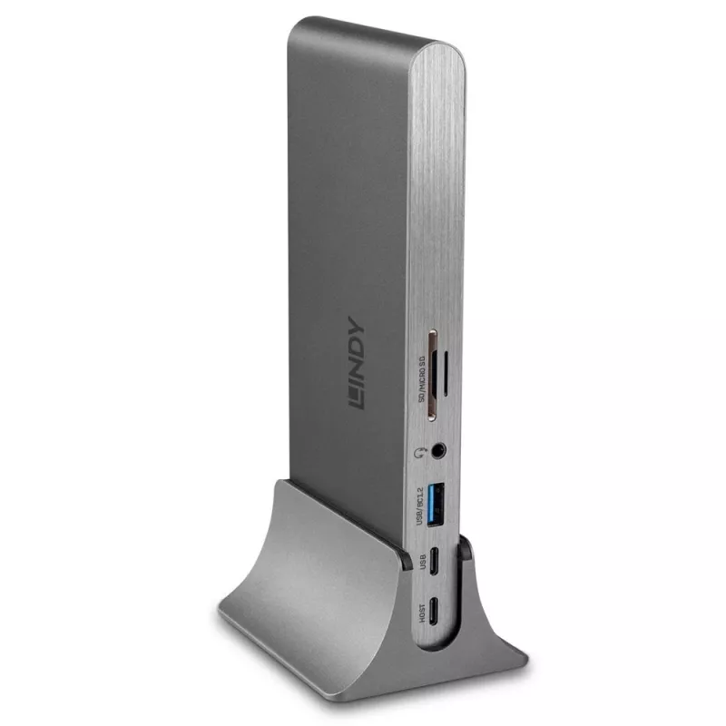 Lindy DST-Pro 5K XT, USB-C Laptop Dockingstation mit Triple Display (4K) oder Single Display (5K) und 100 W Durchschleifladung