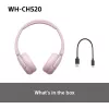 Sony WHCH520P.CE7, kabellos, 20 - 20000 Hz, Telefonate/Musik, 147 g, Headset, Pink