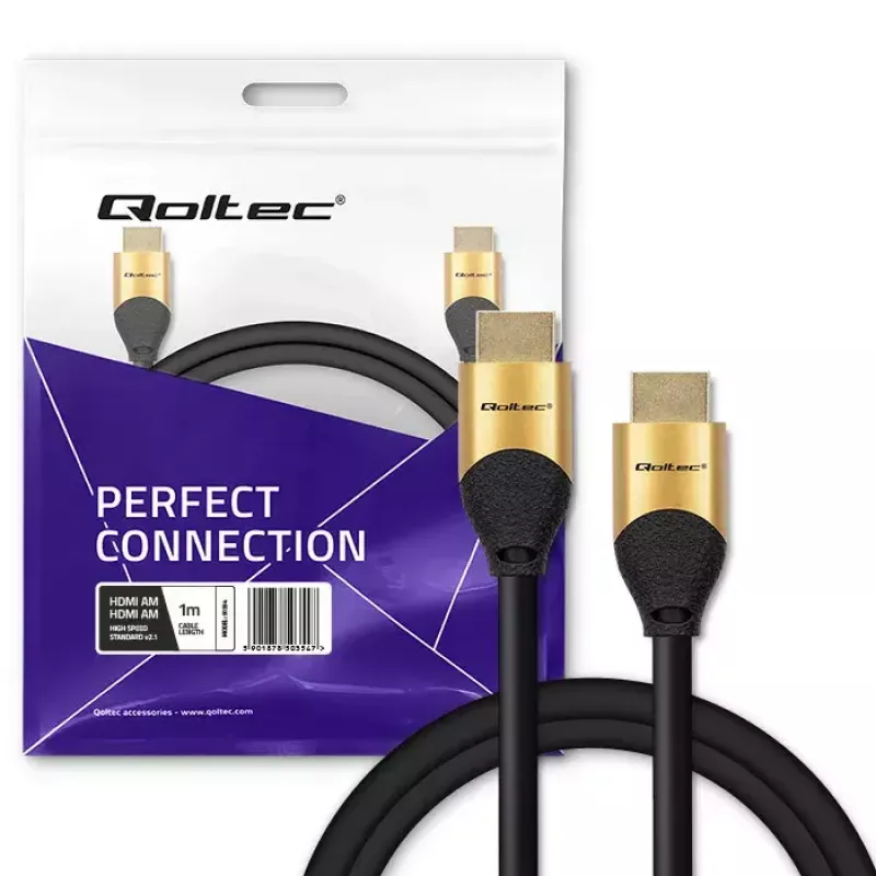 HDMI-Kabel QOLTEC 50354 1 m – HDMI Typ A auf A, 48 Gbit/s, 7680×4320, 240 Hz, 30AWG, PVC-Mantel, schwarz