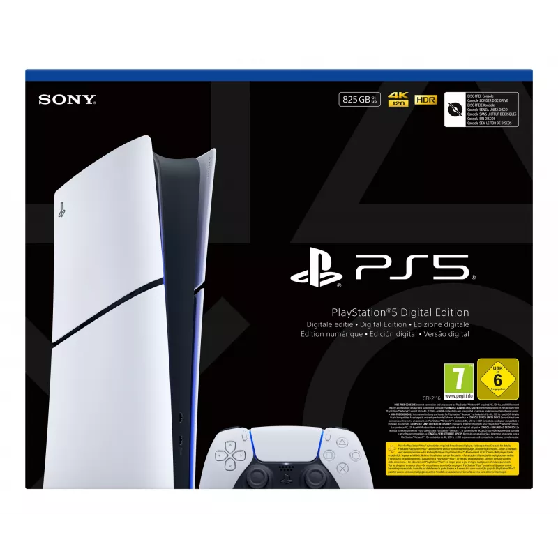 Sony PlayStation 5 Digital Edition (Slim) 825 GB Wi-Fi Schwarz, Weiß