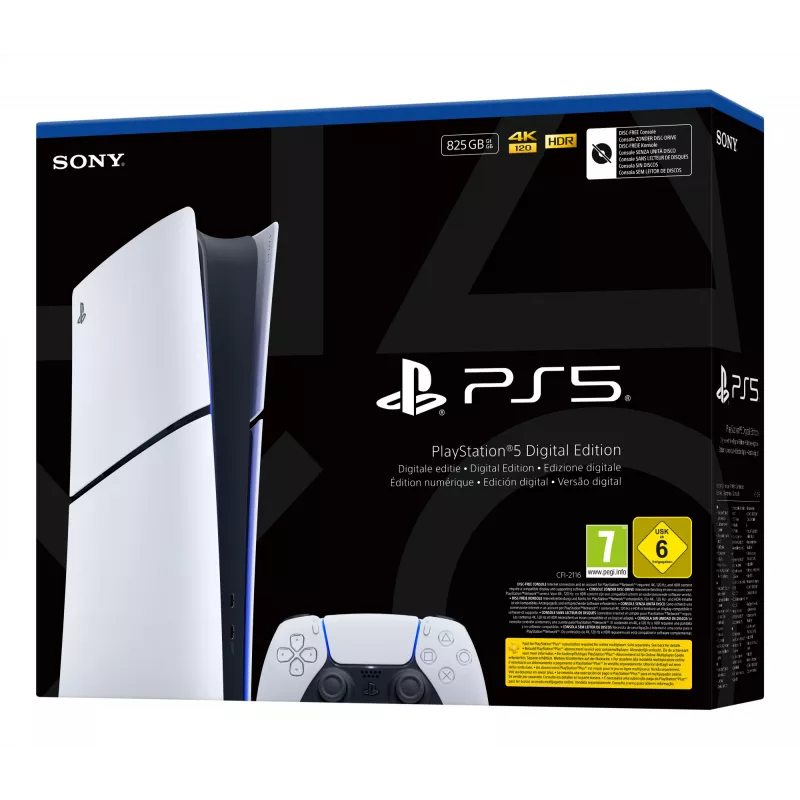Sony PlayStation 5 Digital Edition (Slim) 825 GB Wi-Fi Schwarz, Weiß