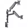 Manhattan Dual-Desk-Mount für TV & Monitore (Gasdruckfeder mit Vollbewegung), Für Bildschirme von 10 Zoll bis 27 Zoll, Klemm- oder Tüllenmontage, VESA-Kompatibilität: 75x75 und 100x100 mm - überprüfen Sie die Abmessungen der vier Befestigungslöcher auf der Rückseite des Bildschirms, um sicherzustellen, dass es passt, Max. 8 kg (jeweils)