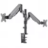 Manhattan Dual-Desk-Mount für TV & Monitore (Gasdruckfeder mit Vollbewegung), Für Bildschirme von 10 Zoll bis 27 Zoll, Klemm- oder Tüllenmontage, VESA-Kompatibilität: 75x75 und 100x100 mm - überprüfen Sie die Abmessungen der vier Befestigungslöcher auf der Rückseite des Bildschirms, um sicherzustellen, dass es passt, Max. 8 kg (jeweils)