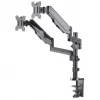 Manhattan Dual-Desk-Mount für TV & Monitore (Gasdruckfeder mit Vollbewegung), Für Bildschirme von 10 Zoll bis 27 Zoll, Klemm- oder Tüllenmontage, VESA-Kompatibilität: 75x75 und 100x100 mm - überprüfen Sie die Abmessungen der vier Befestigungslöcher auf der Rückseite des Bildschirms, um sicherzustellen, dass es passt, Max. 8 kg (jeweils)