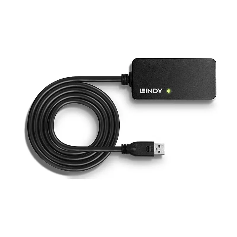 Lindy 10m USB 3.0 Active Extension Pro Hub, USB 3.2 Gen 1 (3.1 Gen 1) Typ-A, USB 3.2 Gen 1 (3.1 Gen 1) Typ-A, 5000 Mbit/s, Schwarz, Kunststoff, Rundkabel