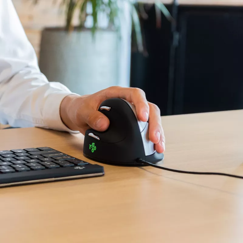 R-Go Tools Ergonomische Maus R-Go HE Break mit Break-Software, mittel (Handgröße 165–185 mm), linkshändig, kabelgebunden, schwarz