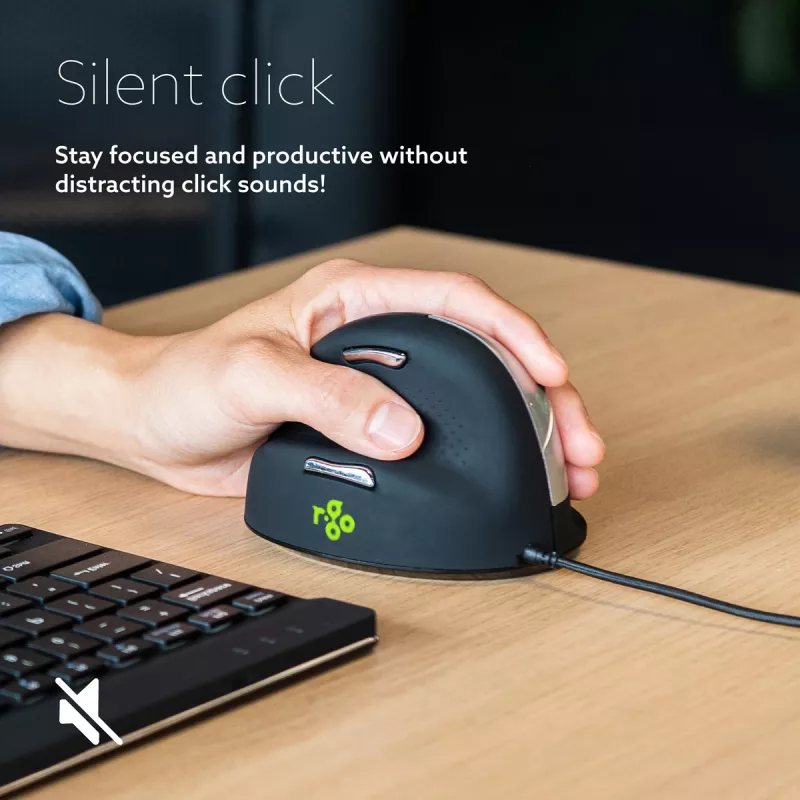 R-Go Tools Ergonomische Maus R-Go HE Break mit Break-Software, mittel (Handgröße 165–185 mm), linkshändig, kabelgebunden, schwarz