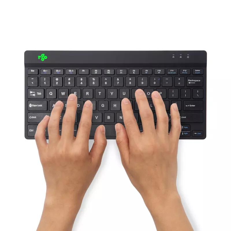 R-Go Tools Ergonomische Tastatur R-Go Compact Break, kompakte Tastatur mit Pausen-Software, QWERTY (US), Bluetooth, schwarz
